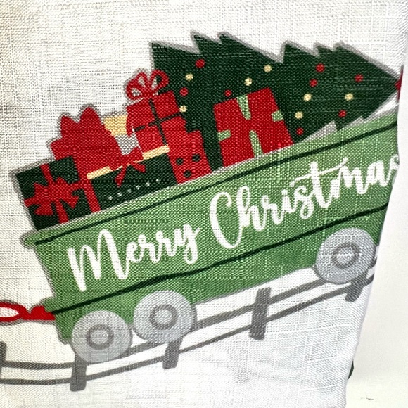 Christmas Holiday Santa Train Fabric Shower Curtain Presents Trees Festive - Picture 2 of 9